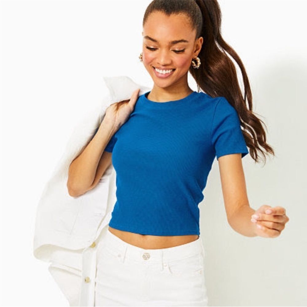 Lilly Pulitzer Minnie Knit Top in Barton Blue in Small
